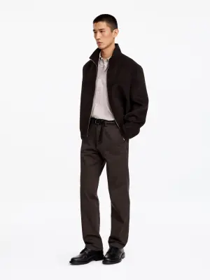 Pantalon chino droit en coton - Marron foncé — photo 1