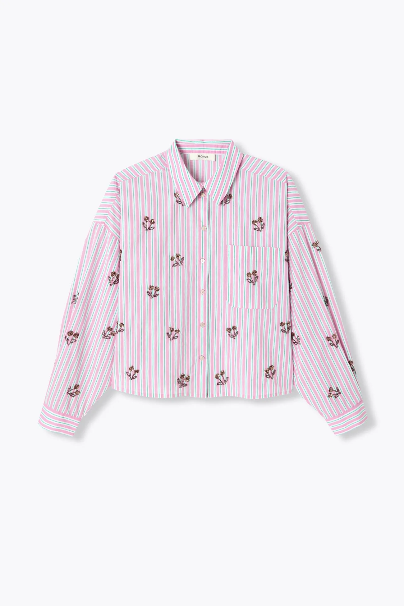 Chemise rayée perlée Femme