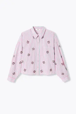 Chemise rayée perlée Femme — photo 1