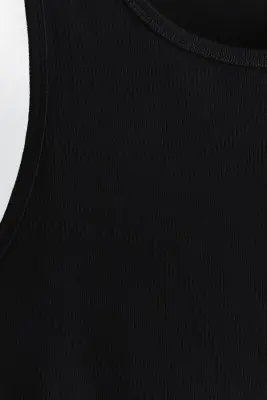 Débardeur côtelé Slim Fit - Noir — photo 4