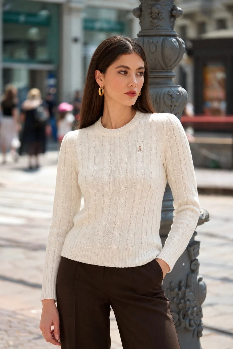 Christina Cotton Cashmere Sweater - Cream