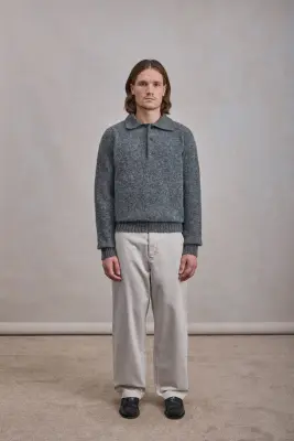 Pull col polo Shaggy Dog en laine - Gris Foncé — photo 2