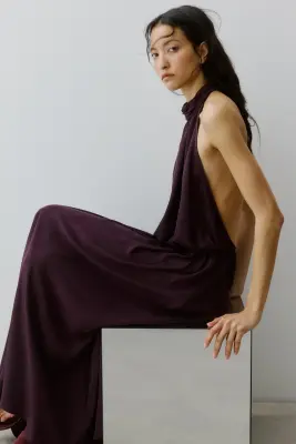 Robe longue avec dos nu - Violet foncé — photo 4