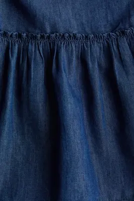 Robe volantée en denim - Bleu denim foncé — photo 5