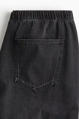 Pantalon en denim avec cordon de serrage - Noir délavé — photo 4