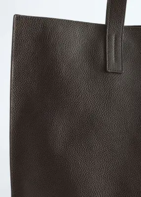 Tote bag en cuir - Brun foncé mat — photo 3