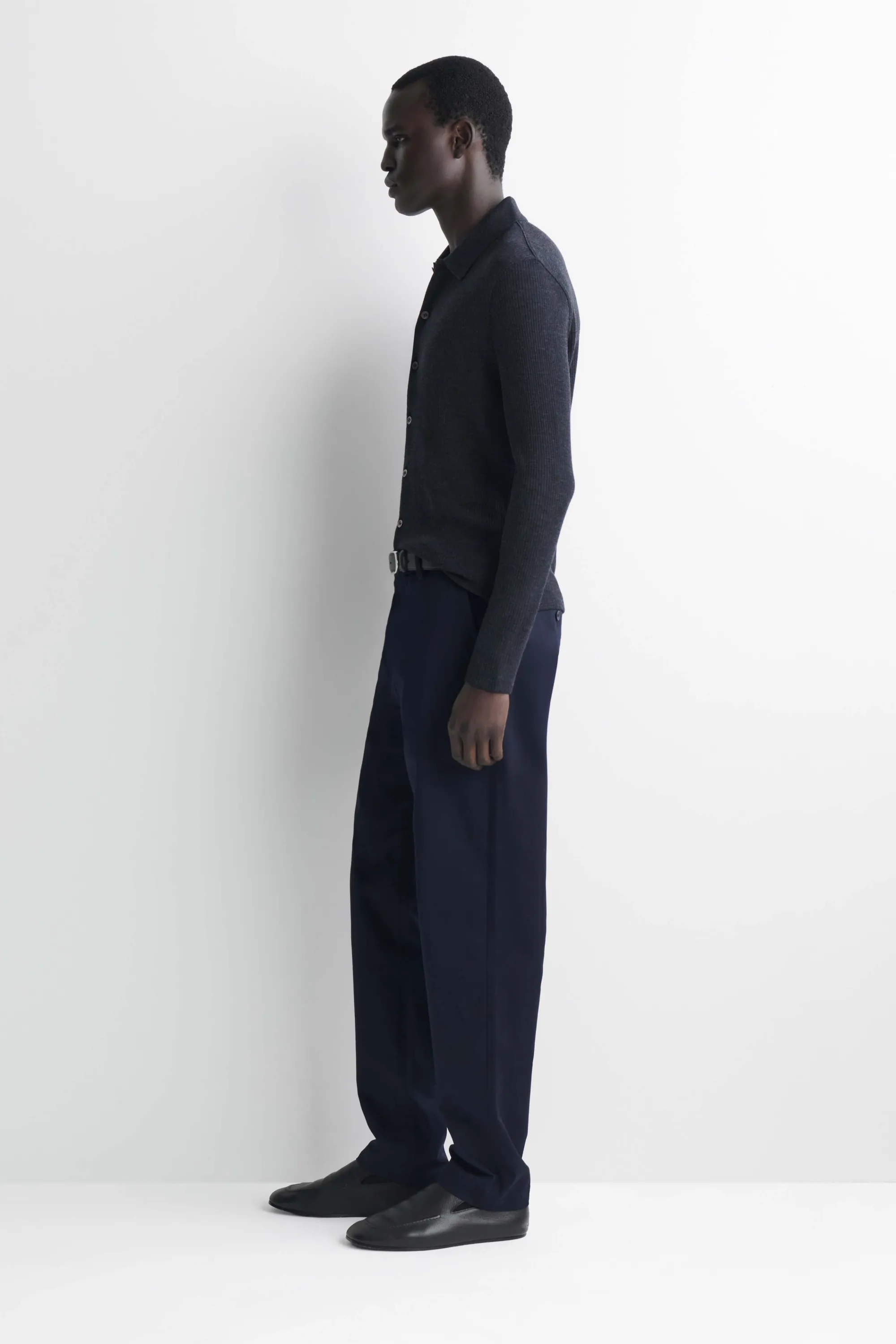 PANTALON CHINO SLIM DROIT EN COTON - BLEU MARINE