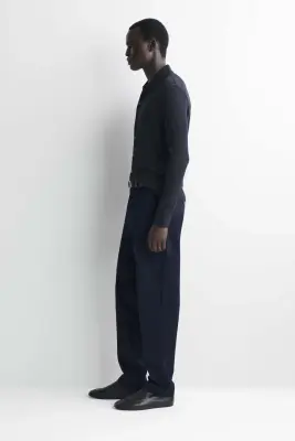 PANTALON CHINO SLIM DROIT EN COTON - BLEU MARINE — photo 1
