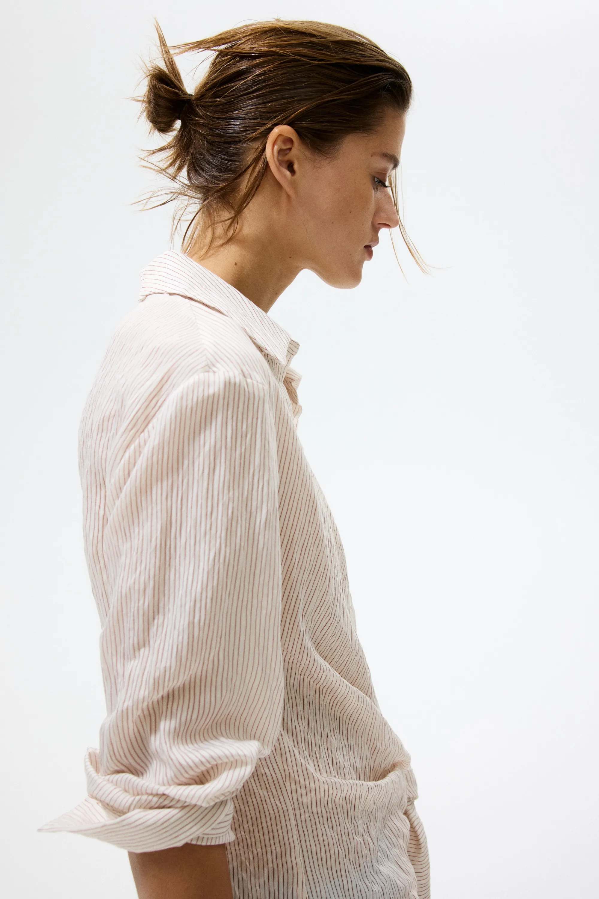 Chemise avec détail à nouer - Blanc/rayé