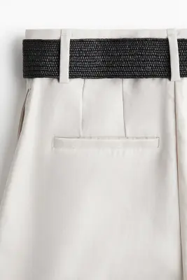 Pantalon large avec ceinture - Blanc — photo 1