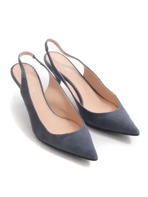 Escarpins à petit talon en suède bleu gris bout pointu Prix boutique 700€ Taille 37 — photo 2