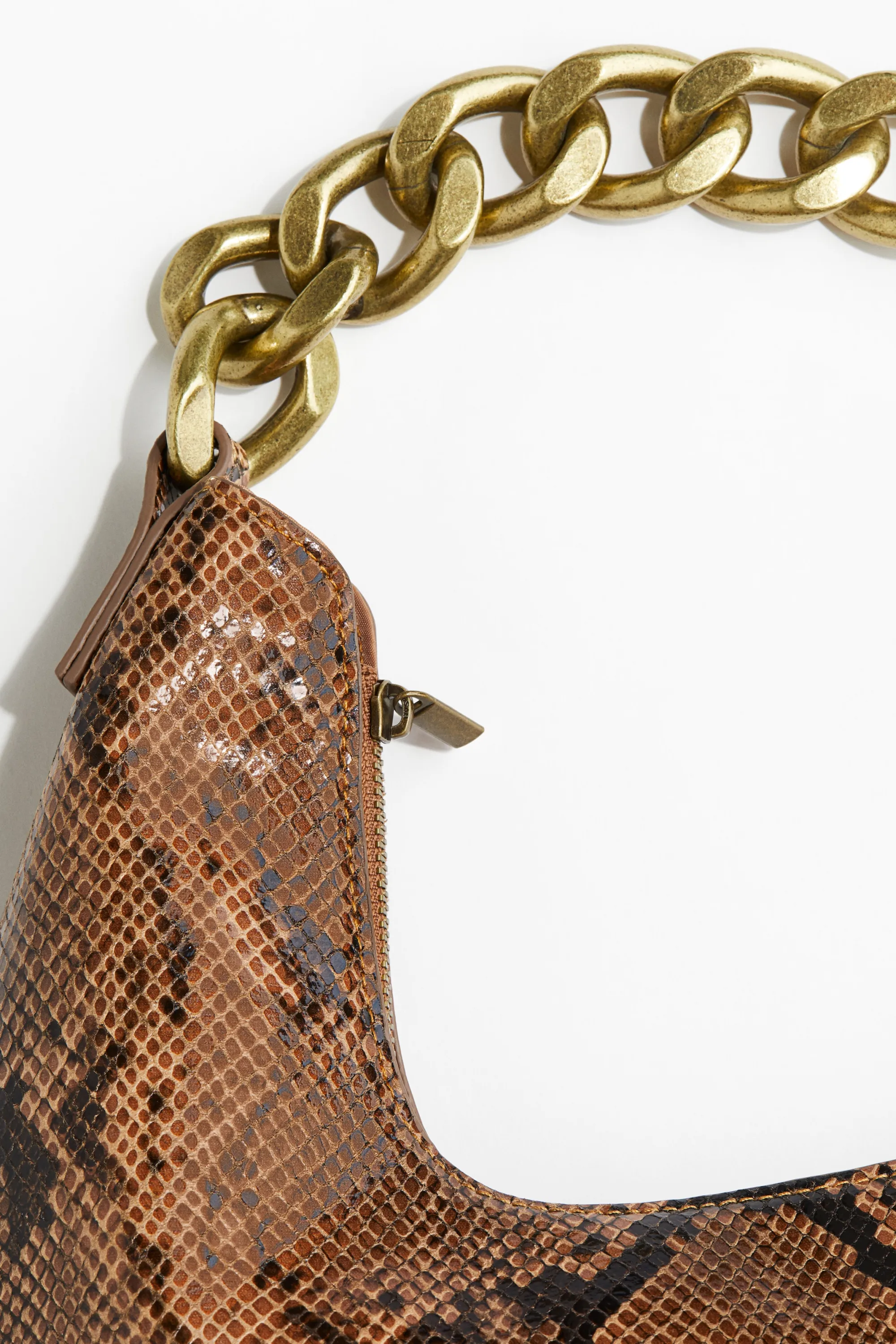 Petit sac bandoulière - Marron/motif peau de serpent
