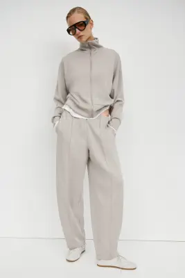 Pantalon barrel en viscose mélangée - Beige clair — photo 1