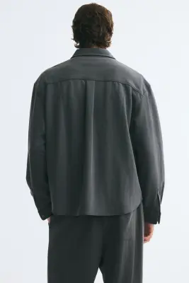 Chemise Relaxed Fit en jersey - Gris foncé — photo 3