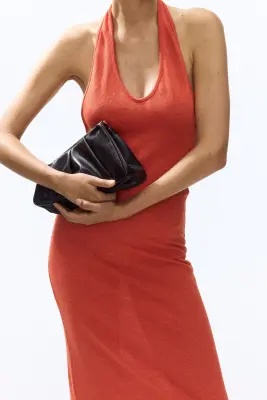 Robe dos nu en maille - Orange foncé — photo 1