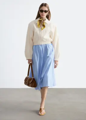 Veste courte zippée à l’avant - Beige clair — photo 2
