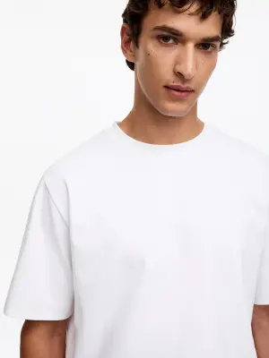 T-shirt carré en interlock - Blanc — photo 2
