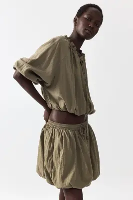 Bubble-hem skirt - Vert kaki clair — photo 3