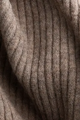Jupe midi en maille côtelée - Beige — photo 4