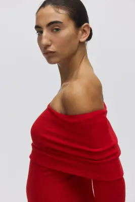 Robe épaules nues - Rouge — photo 2