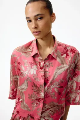 Chemise loose imprimée - Rose/fleuri — photo 1