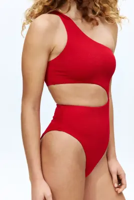 Maillot de bain asymétrique paddé High Leg - Rouge — photo 1