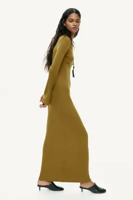 Robe maxi en maille texturée - Vert olive — photo 2