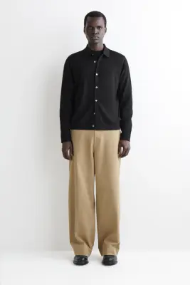 CHEMISE EN MAILLE DE LAINE MÉRINOS - NOIR — photo 1