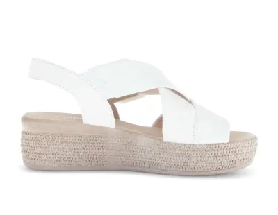 Sandales Gabor 64.572.20 Blanches - Cuir Talon Plat Grande Pointure Femme — photo 3