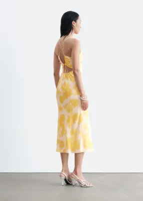 Robe combinaison midi en satin - Jaune — photo 5