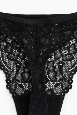 Lot de 3 strings Tanga en dentelle - Noir — photo 5