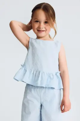 Ensemble 2 pièces en coton plumetis - Bleu ancien clair — photo 2