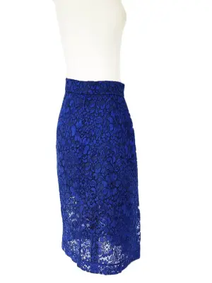 Jupe MIDI LIZZIE en dentelle bleu klein NEUVE Px boutique 435€ Taille 34 — photo 5