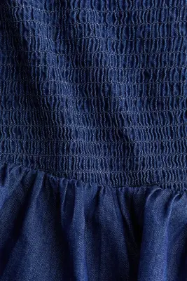 Jupe smockée en denim - Bleu denim foncé — photo 3