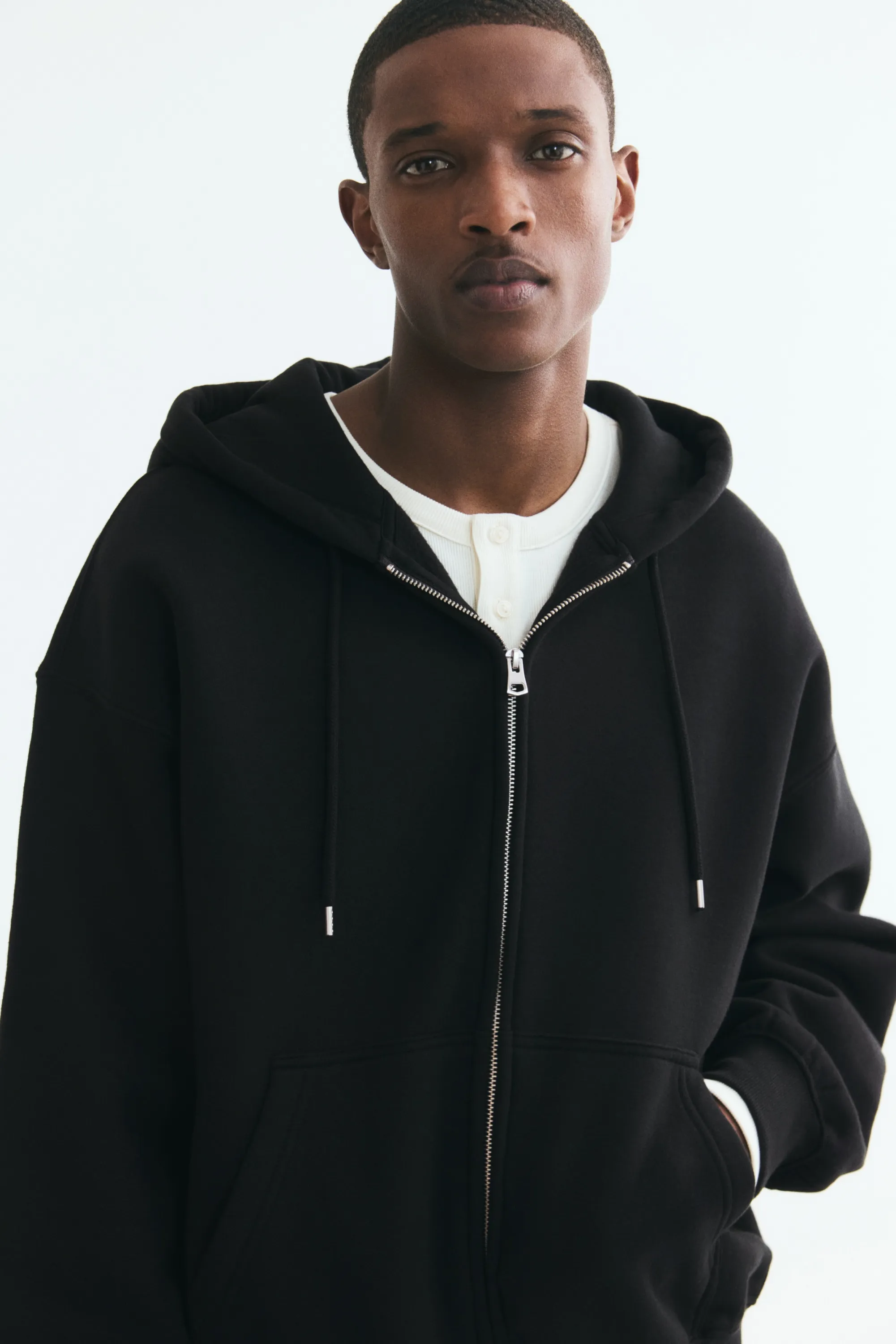 Veste à capuche zippée Oversized Fit - Noir