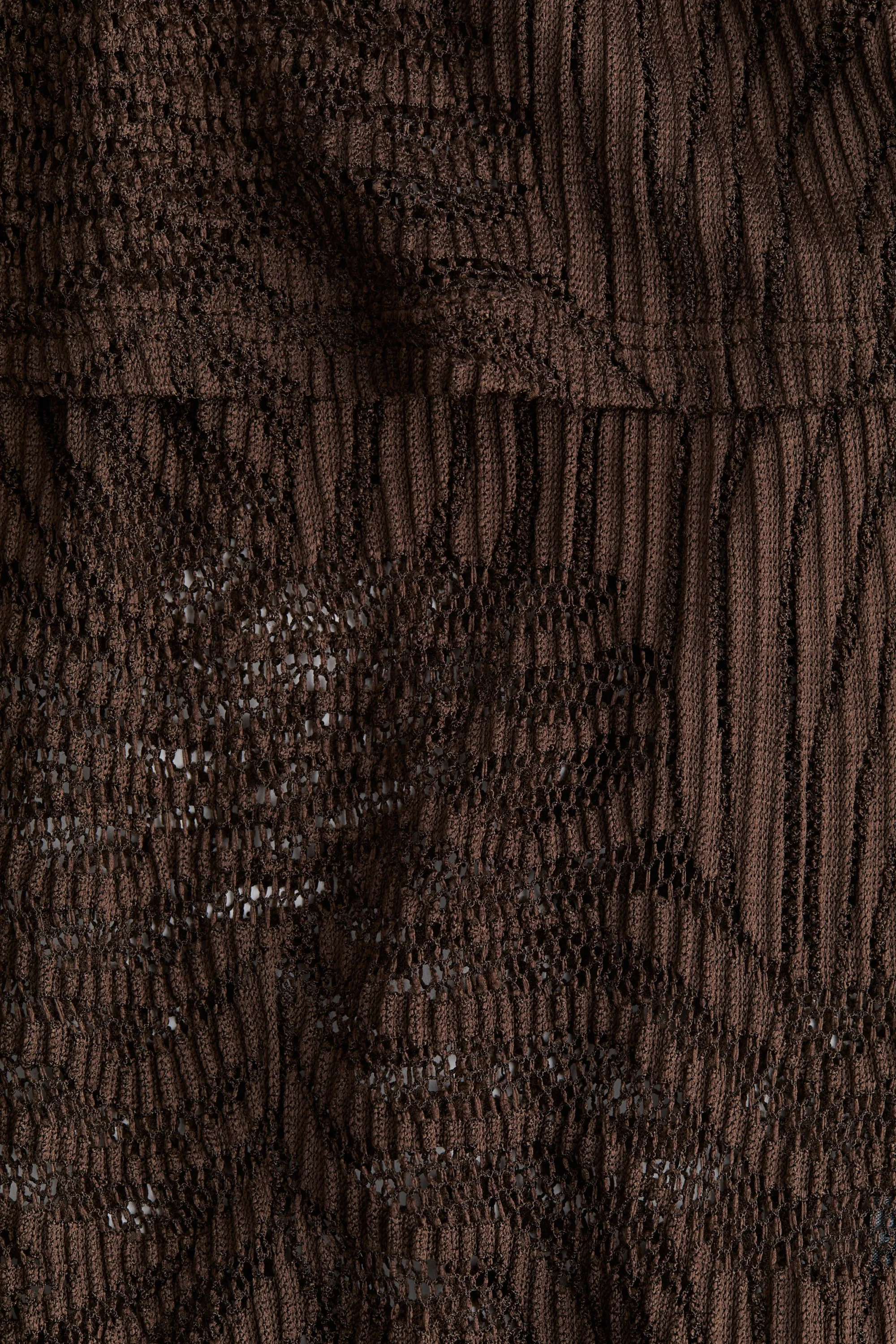 Top épaules nues en dentelle - Marron foncé