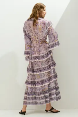 Robe tunique volantée - Beige clair/motif cachemire — photo 3