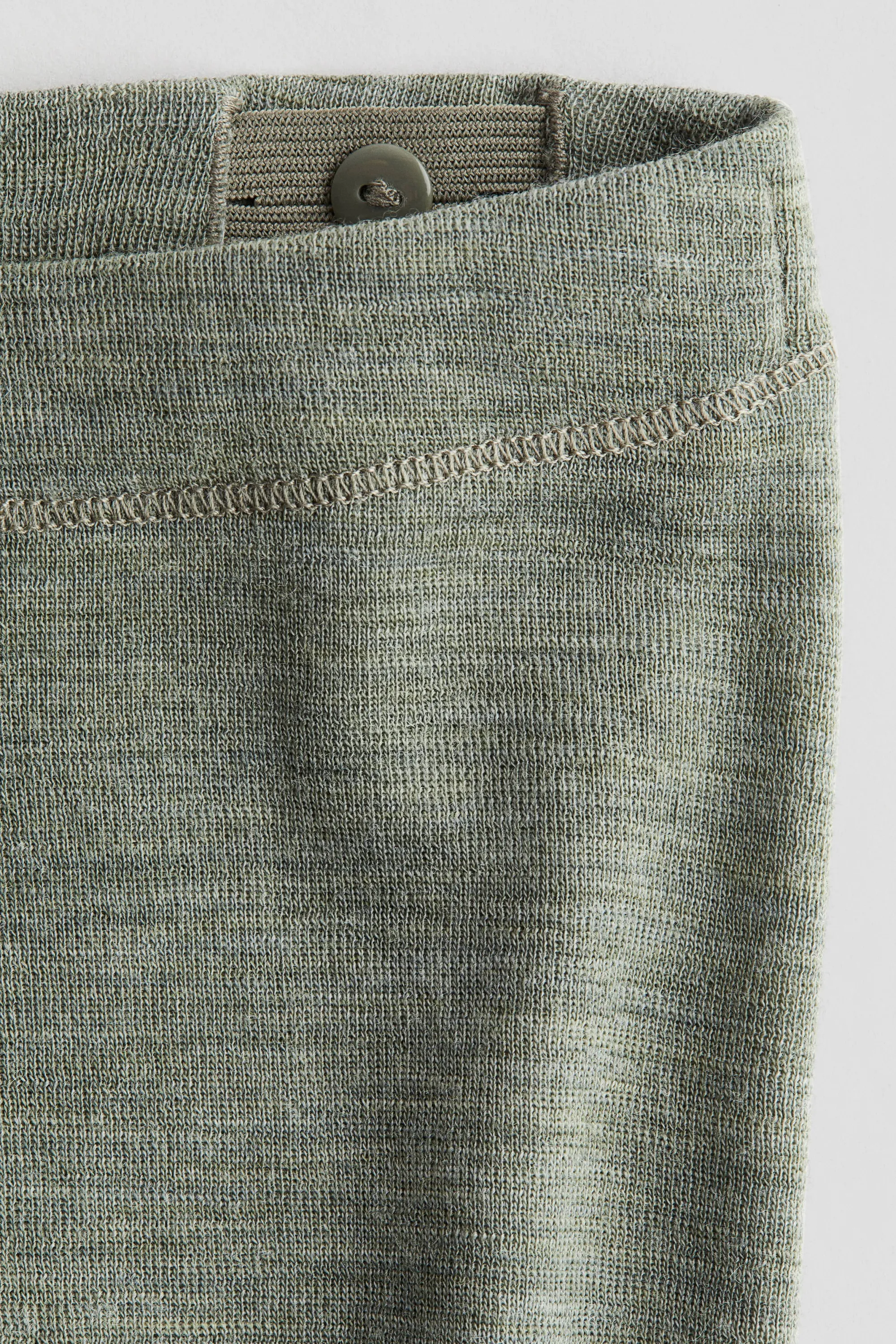 Legging en jersey de laine mérinos - Vert kaki chiné