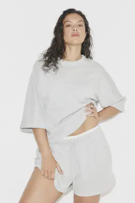 Short en molleton avec cordon de serrage - Gris clair — photo 1