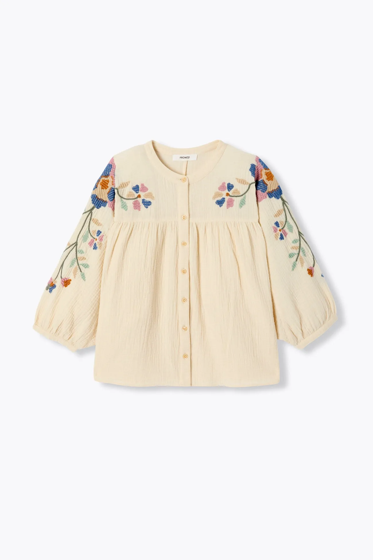 Chemise brodée gaze de coton