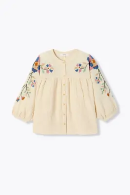 Chemise brodée gaze de coton — photo 1