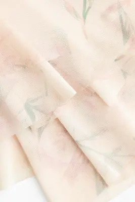 Robe asymétrique en mesh - Beige clair/fleuri — photo 5