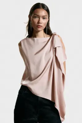 Top à effet drapé - Rose ancien — photo 3