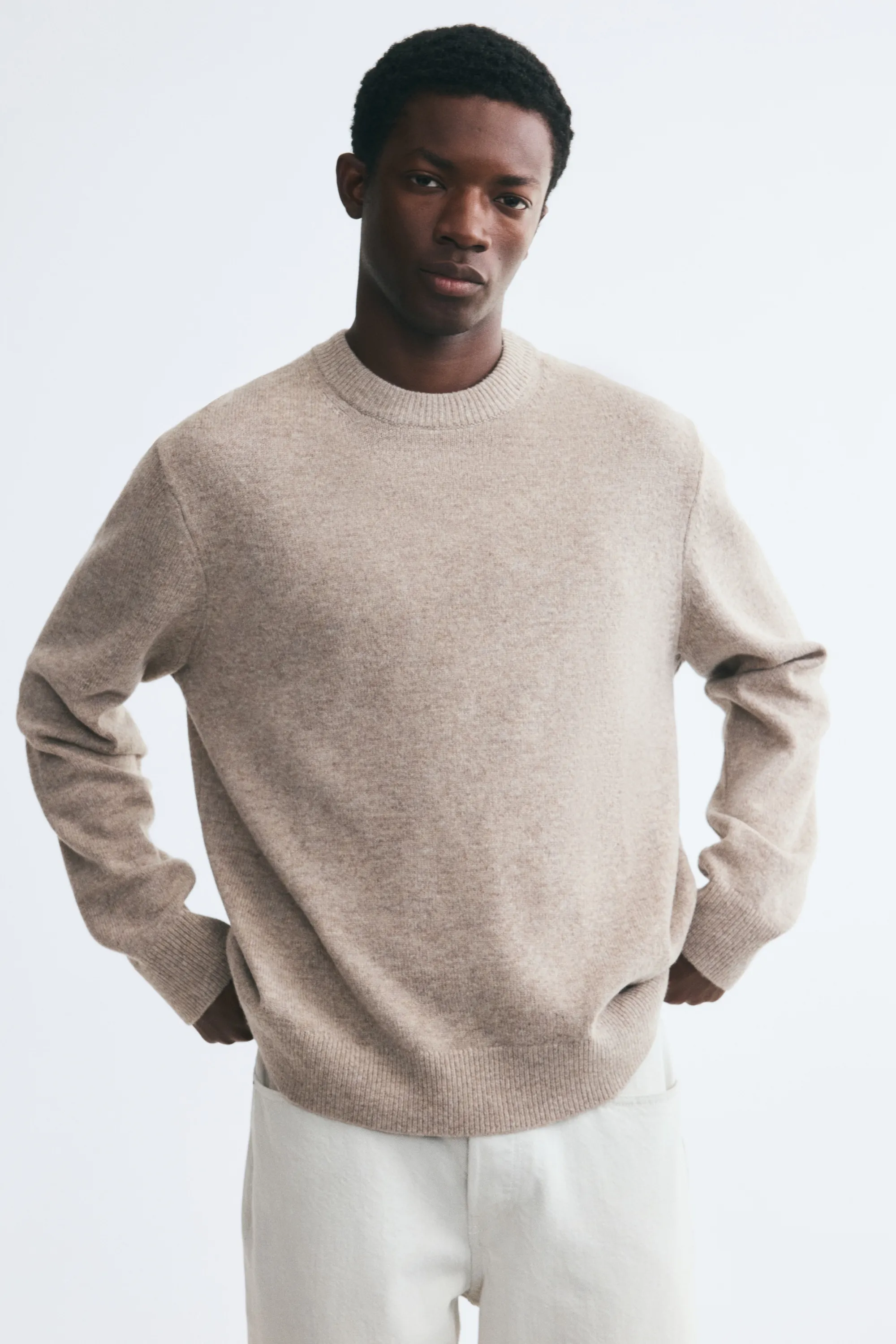 Pull Regular Fit en laine - Taupe