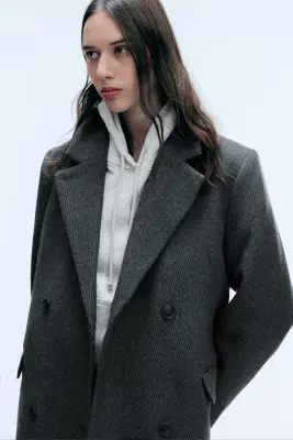LOGAN MANTEAU CROISÉ EN LAINE MÉLANGÉE - Gris foncé chiné — photo 3