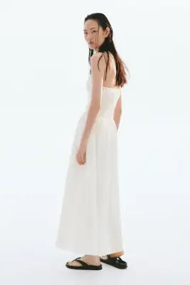 Robe bandeau smockée - Crème — photo 2