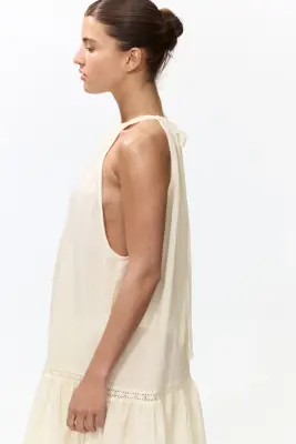 Robe de plage sans manches en coton - Jaune clair — photo 3