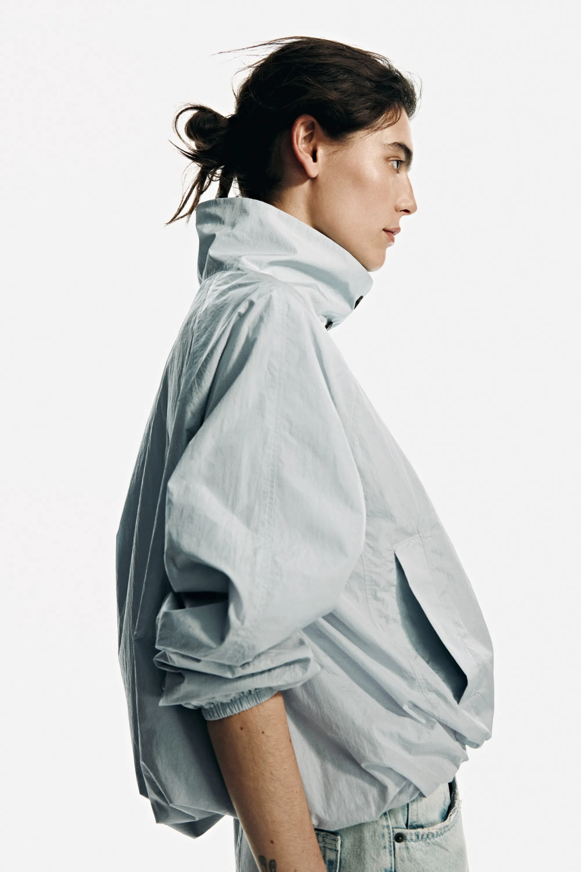 Veste oversize avec base à effet boule - Gris clair