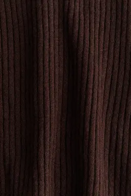 Pull en maille côtelée avec col zippé - Marron foncé — photo 3