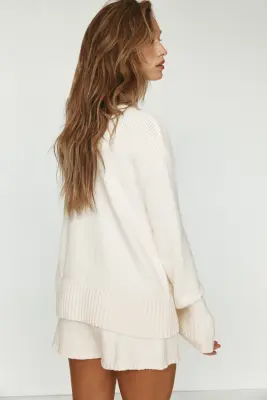 Pull à encolure en V - Crème — photo 2